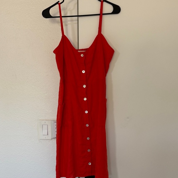 Cynthia Rowley Red Mini Dress with Button Detail - Picture 1 of 4